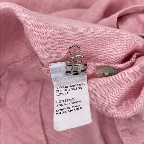 Cut Loose 100% Linen Pink Top Women’s L Button Up Blouse Uneven Hem Boxy - Picture 5 of 10